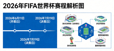 2026年FIFA世界杯赛程解析图，标注关键日期与场馆