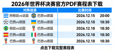 2026年世界杯决赛官方PDF赛程表下载，包含详细对阵与时间