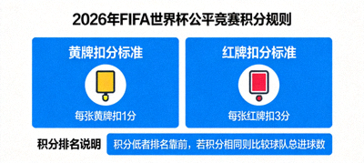 2026年FIFA世界杯公平竞赛积分规则说明，基于黄牌红牌数量决定排名