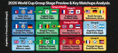 2026 World Cup group stage preview analysis showing potential key matchups and group of death scenarios