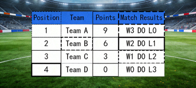 2026 FIFA World Cup Group B standings with team positions, points, and match results