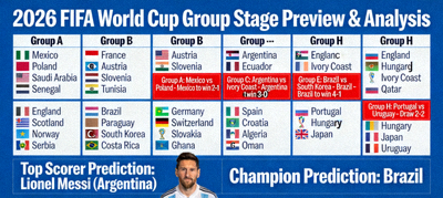 Group stage preview and analysis for the 2026 FIFA World Cup with key match predictions