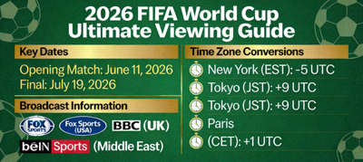 Ultimate viewing guide for the 2026 FIFA World Cup with time zone conversions and broadcast information